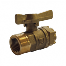 Robinet Avant Compteur Droit Double Filetage - Mâle 1/2 - Femelle 3/4 - Sortie Ecrou Prisonnier 3/4