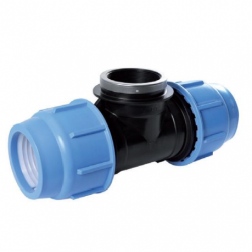 Té Femelle En Polypropylène Avec Renfort Inox Pour Tube PE