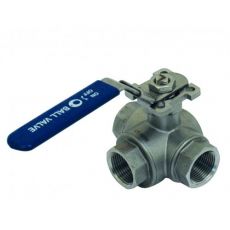 VANNE À SPHÈRE INOX 3 VOIES FEMELLE EN L - SUPPORT MOTORISATION ISO 5211