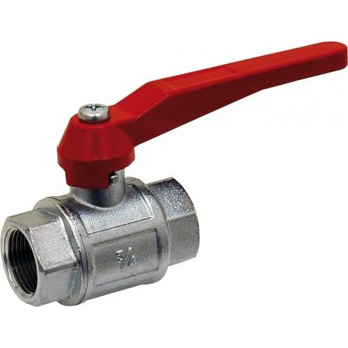 Vanne À Sphère Laiton Femelle x Femelle - Passage Intégral - Série Industrie - Poignée Aluminium Rouge
