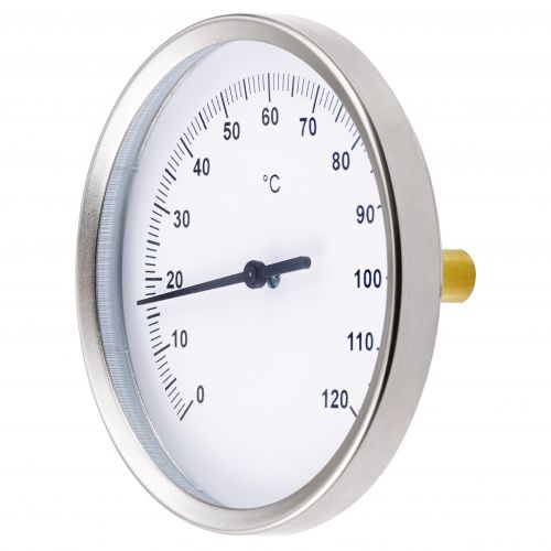 Thermomètre bimétallique Ø100 mm plongeur axial - Doigt de Gant LG 100 mm - L-Pocket 93 mm