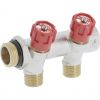 Collecteur sanitaire MF 3/4'' - robinetterie intégrée déportée - 2 à 5 sorties 1/2'' - Couleur Rouge