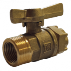 Robinet Avant Compteur Droit Double Filetage - Mâle 1/2 - Femelle 3/4 - Sortie Ecrou Prisonnier 3/4