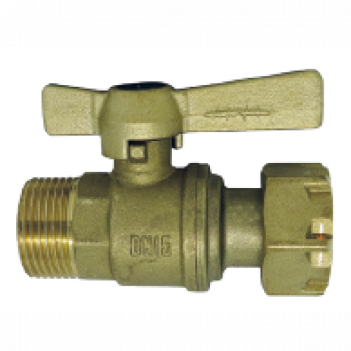 Robinet Avant Compteur Droit M&acirc;le 1/2" - Sortie Ecrou Prisonnier 3/4"