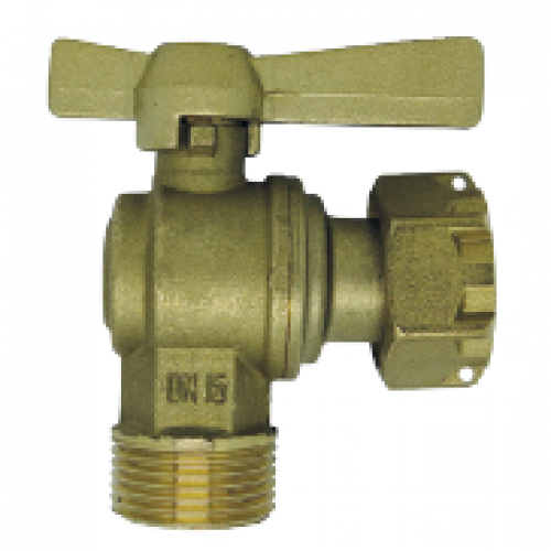 Robinet Avant Compteur Equerre - M&acirc;le 1/2" - Sortie Ecrou Prisonnier 3/4"