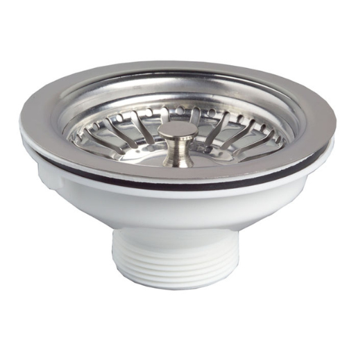 Bonde &agrave; panier pour &eacute;vier 1 bac &Oslash;90 mm (gr&egrave;s, synth&egrave;se, inox) sans trop-plein - Wirquin