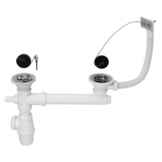 Ensemble complet pour évier 2 bacs Ø50 mm (inox) - Wirquin