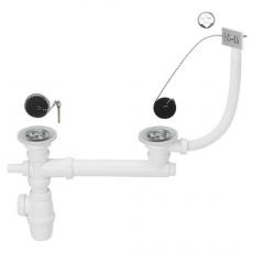 Ensemble complet pour évier 2 bacs Ø60 mm (grès ou synthèse) - Wirquin