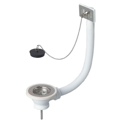 Bonde &agrave; bouchon pour &eacute;vier Wirquin 1 bac &Oslash;60 mm (gr&egrave;s ou synth&egrave;se) avec trop-plein