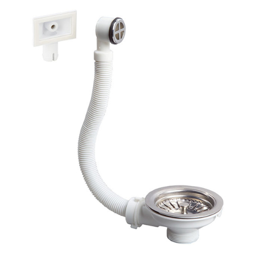 Bonde &agrave; panier Wirquin pour &eacute;vier 1 bac &Oslash;90 mm (gr&egrave;s, synth&egrave;se, inox) avec trop-plein